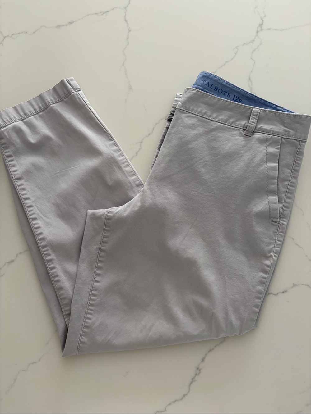 Talbots Sz 12P THE WEEKEND CHINO Lightest Gray New no tag